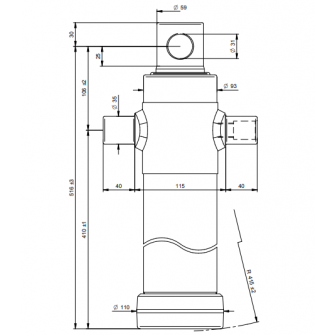 Teleskopski cilinder 2 stopnje 6 ton 795mm z luknjo 3024F